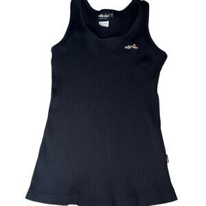 Ellesse Tank Ribbed Stretch Tennis Tank in Black with Logo Women’s 8